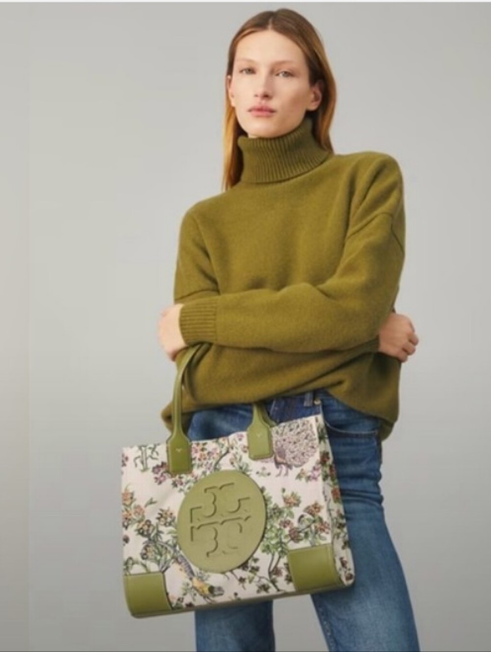 Tory Burch-Ella Floral Colorway Tote Bag (Winter Sage 💚)
